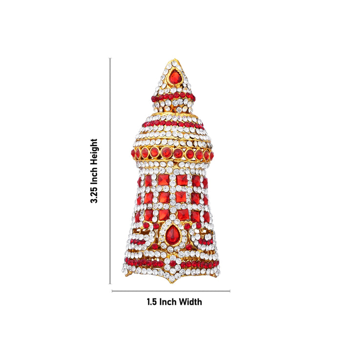 Full Stone Crown - 3.25 X 1.5 Inches | Stone Kireedam/ Kiridam/ Mukut For Deity Decoration & Temple Alankaram - Head & Face Accessories