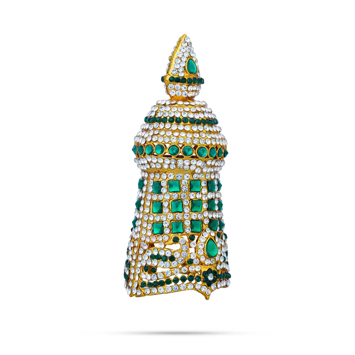 Full Stone Crown - 4.5 X 2 Inches | Stone Kireedam/ Stone Kiridam/ Mukut For Deity Decor - Head & Face Accessories