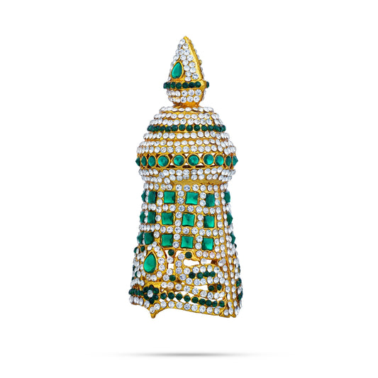 Full Stone Crown - 4.5 X 2 Inches | Stone Kireedam/ Stone Kiridam/ Mukut For Deity Decor - Head & Face Accessories