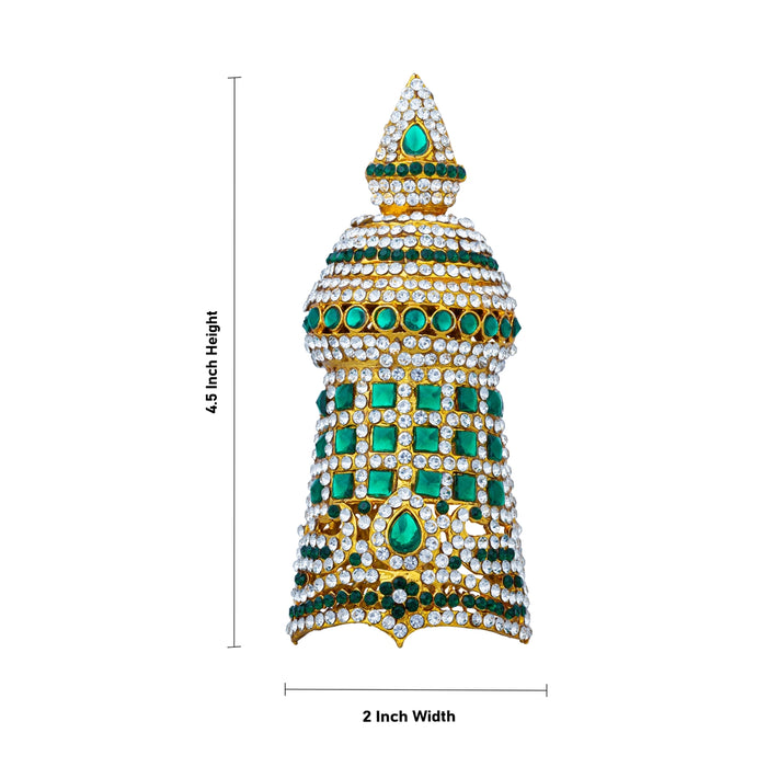 Full Stone Crown - 4.5 X 2 Inches | Stone Kireedam/ Stone Kiridam/ Mukut For Deity Decor - Head & Face Accessories