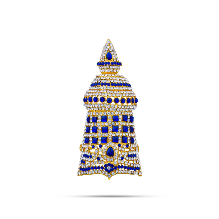 Half Stone Crown - 4.5 X 2.25 Inches | Stone Kireedam/ Kiridam/ Mukut For Deity Decoration & Temple Alankaram - Head & Face Accessories