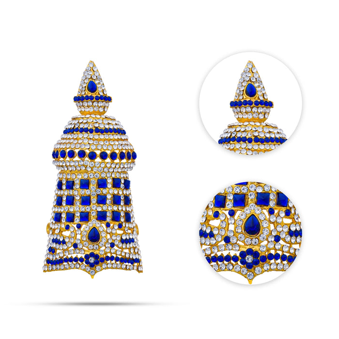 Half Stone Crown - 4.5 X 2.25 Inches | Stone Kireedam/ Kiridam/ Mukut For Deity Decoration & Temple Alankaram - Head & Face Accessories