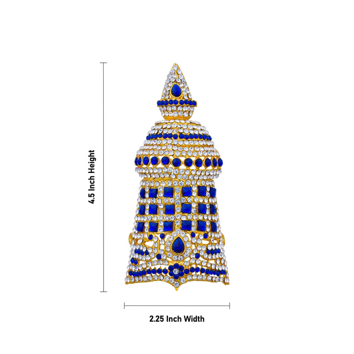 Half Stone Crown - 4.5 X 2.25 Inches | Stone Kireedam/ Kiridam/ Mukut For Deity Decoration & Temple Alankaram - Head & Face Accessories