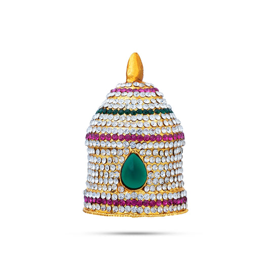 Full Stone Crown - 3 X 2 Inches | Multicolour Stone Kireedam/ Kiridam/ Mukut For Deity Decoration - Head & Face Accessories