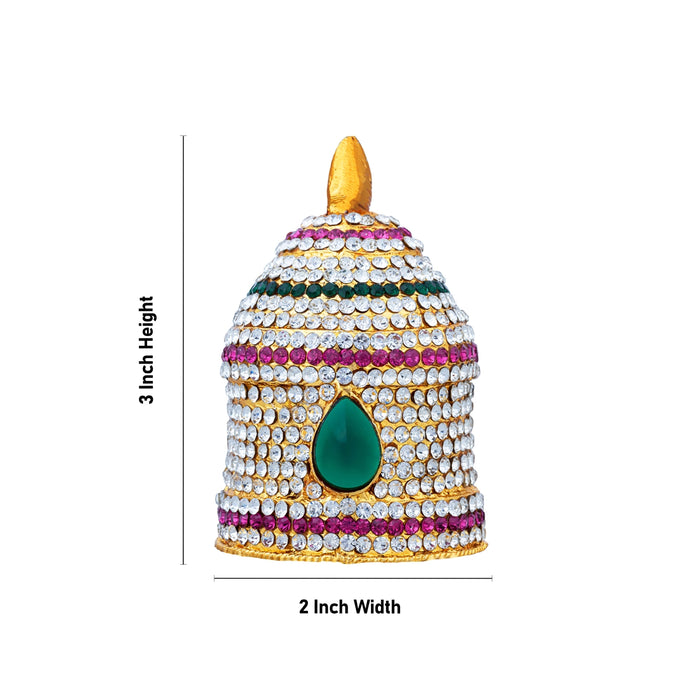 Full Stone Crown - 3 X 2 Inches | Multicolour Stone Kireedam/ Kiridam/ Mukut For Deity Decoration - Head & Face Accessories
