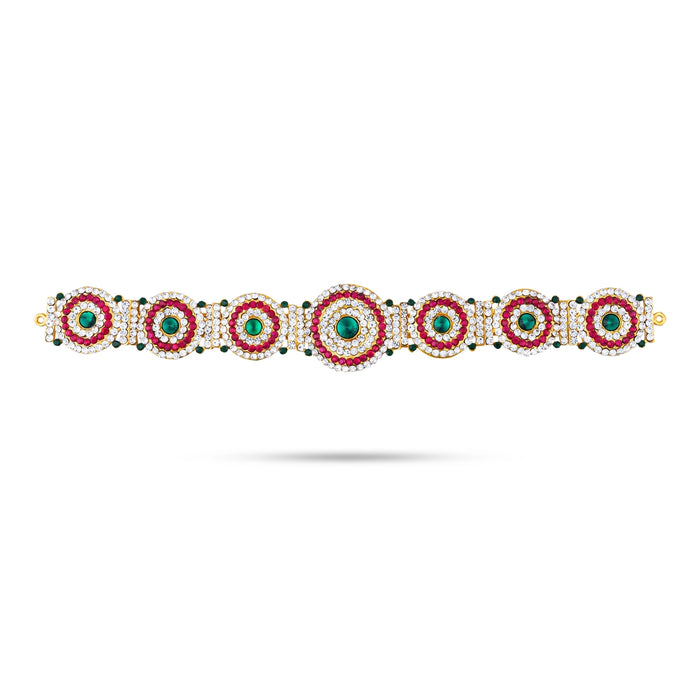 Hip Belt - 9 Inches | Waist Belt/ Varalakshmi Decor/ Multicolour Stone Belt For Deity Decor - Waist & Leg Accessories