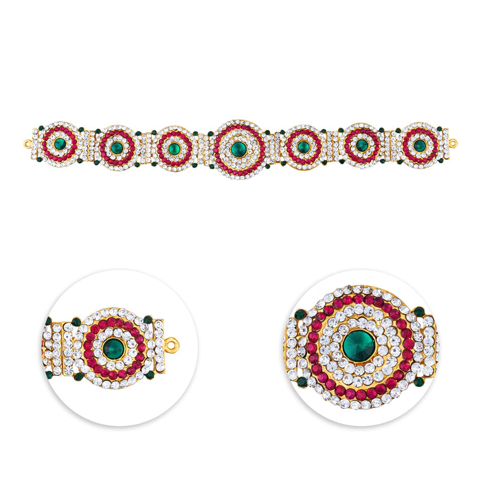 Hip Belt - 9 Inches | Waist Belt/ Varalakshmi Decor/ Multicolour Stone Belt For Deity Decor - Waist & Leg Accessories