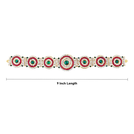 Hip Belt - 9 Inches | Waist Belt/ Varalakshmi Decor/ Multicolour Stone Belt For Deity Decor - Waist & Leg Accessories