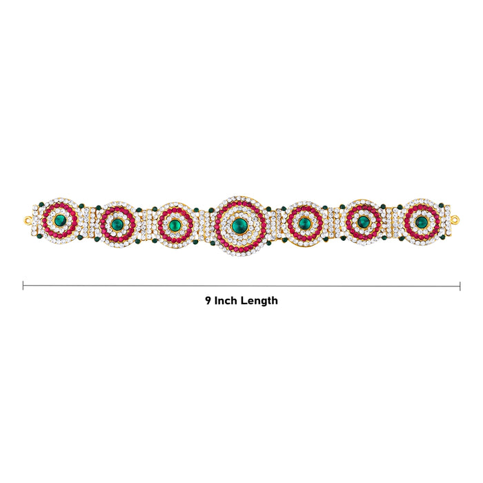 Hip Belt - 9 Inches | Waist Belt/ Varalakshmi Decor/ Multicolour Stone Belt For Deity Decor - Waist & Leg Accessories