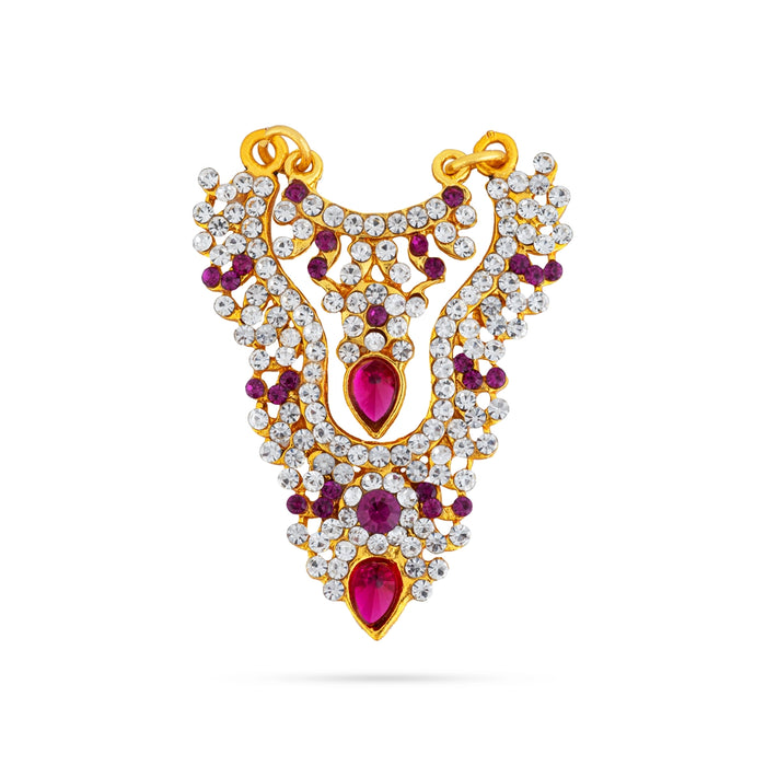 2 Step Stone Haram - 2.25 x 1.5 Inches | Multicolour Stone Necklace / 2 Step Stone Jewellery for Deity Decor - Neck & Body Accessories