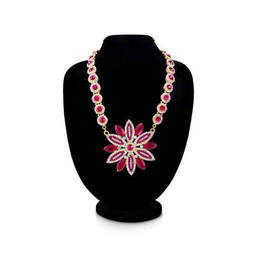 Stone Haram - 10 Inches | Multi Coloured Stone Jewellery/ Flower Design Long Stone Necklace for Deity - Neck & Body Accessories