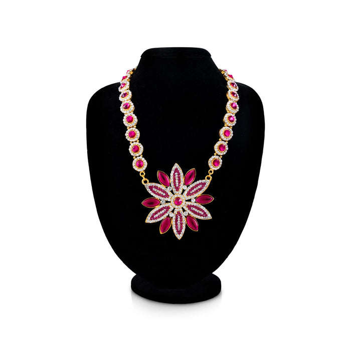 Stone Haram - 10 Inches | Multi Coloured Stone Jewellery/ Flower Design Long Stone Necklace for Deity - Neck & Body Accessories
