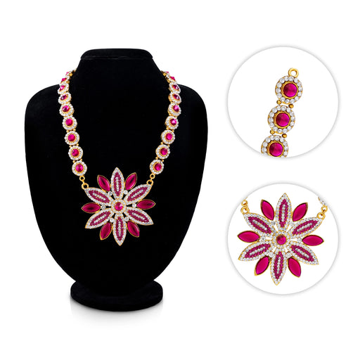 Stone Haram - 10 Inches | Multi Coloured Stone Jewellery/ Flower Design Long Stone Necklace for Deity - Neck & Body Accessories