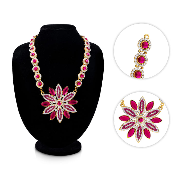Stone Haram - 10 Inches | Multi Coloured Stone Jewellery/ Flower Design Long Stone Necklace for Deity - Neck & Body Accessories