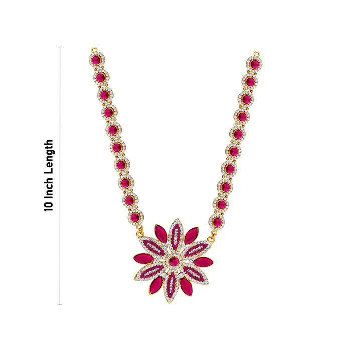 Stone Haram - 10 Inches | Multi Coloured Stone Jewellery/ Flower Design Long Stone Necklace for Deity - Neck & Body Accessories