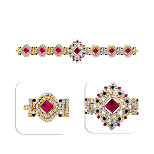 Hip Belt - 2 x 10 Inches | Waist Belt/ Varalakshmi Decor/ Multicolour Stone Belt For Deity Decor - Waist & Leg Accessories
