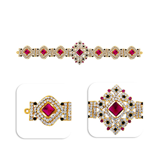 Hip Belt - 2 x 10 Inches | Waist Belt/ Varalakshmi Decor/ Multicolour Stone Belt For Deity Decor - Waist & Leg Accessories