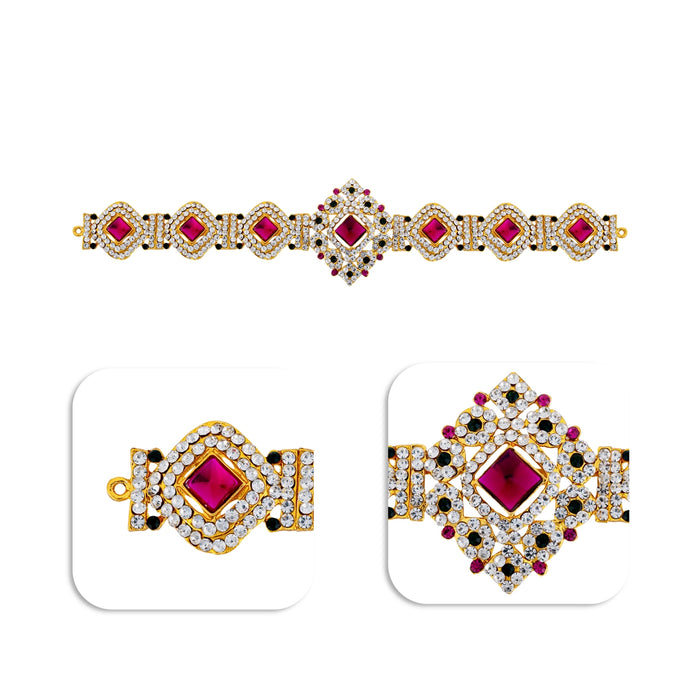Hip Belt - 2 x 10 Inches | Waist Belt/ Varalakshmi Decor/ Multicolour Stone Belt For Deity Decor - Waist & Leg Accessories
