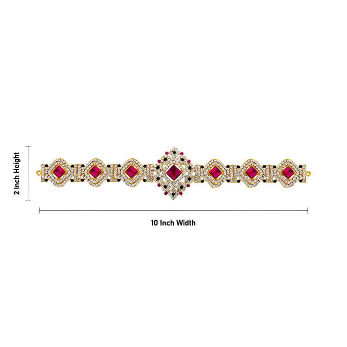 Hip Belt - 2 x 10 Inches | Waist Belt/ Varalakshmi Decor/ Multicolour Stone Belt For Deity Decor - Waist & Leg Accessories