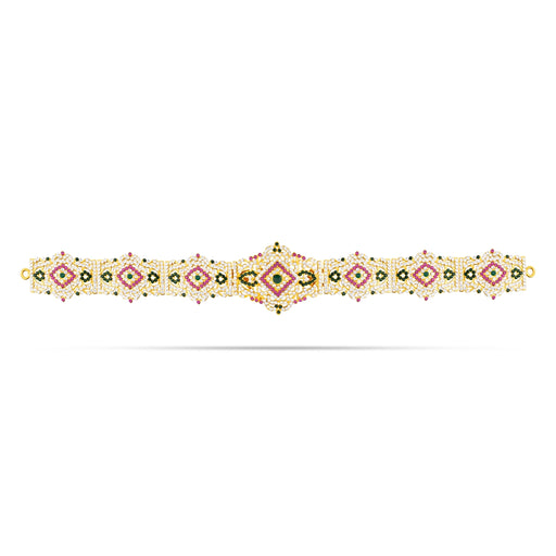 Stone Hip Belt - 3 x 15 Inches | Multicolour Stone Waist Belt/ Stone Jewelry/ Artificial Jewellery for Deity - Waist & Leg Accessories