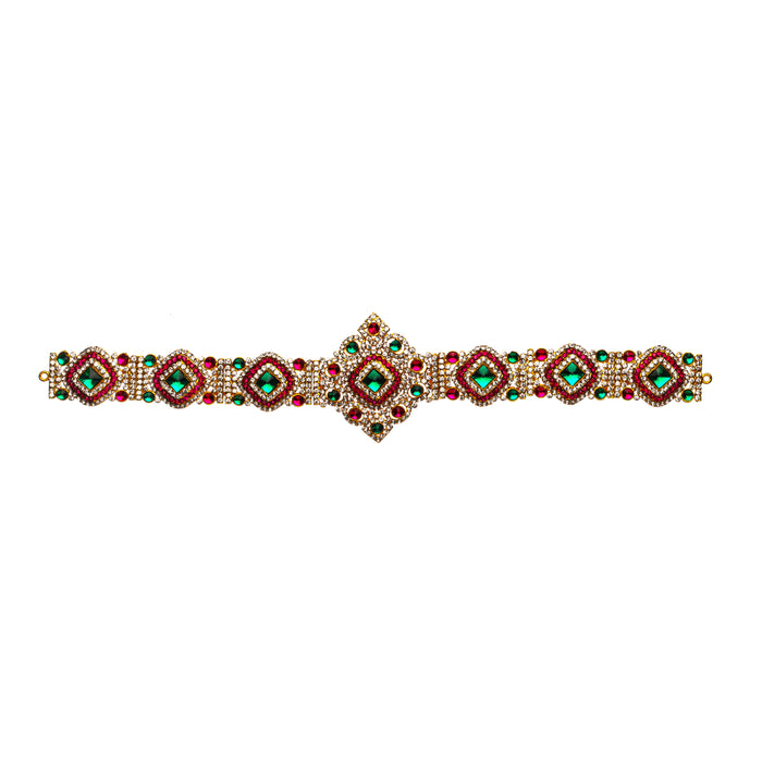 Stone Belt - 3 x 15 Inch | Waist Belt/ Hip Belt/ God Ornament/ Multicolour Stone Jewellery for Deity