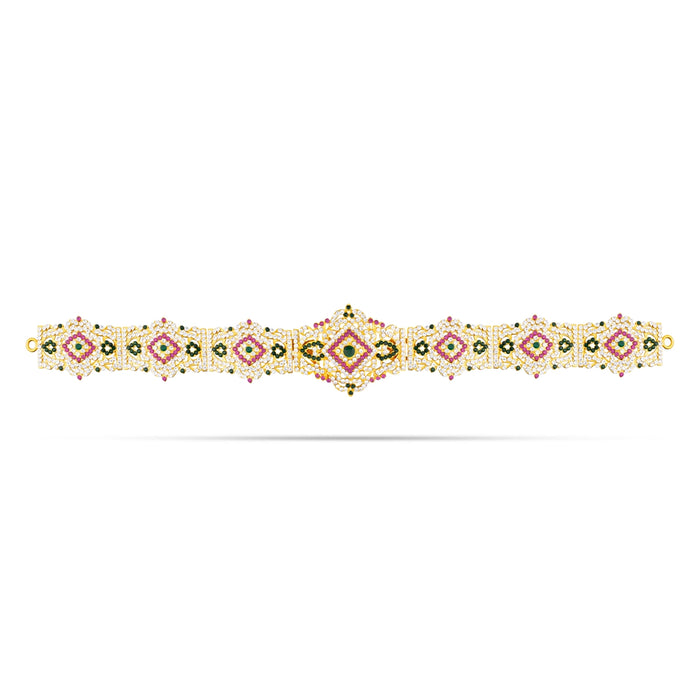 Stone Hip Belt - 3 x 15 Inches | Multicolour Stone Waist Belt/ Stone Jewelry/ Artificial Jewellery for Deity - Waist & Leg Accessories