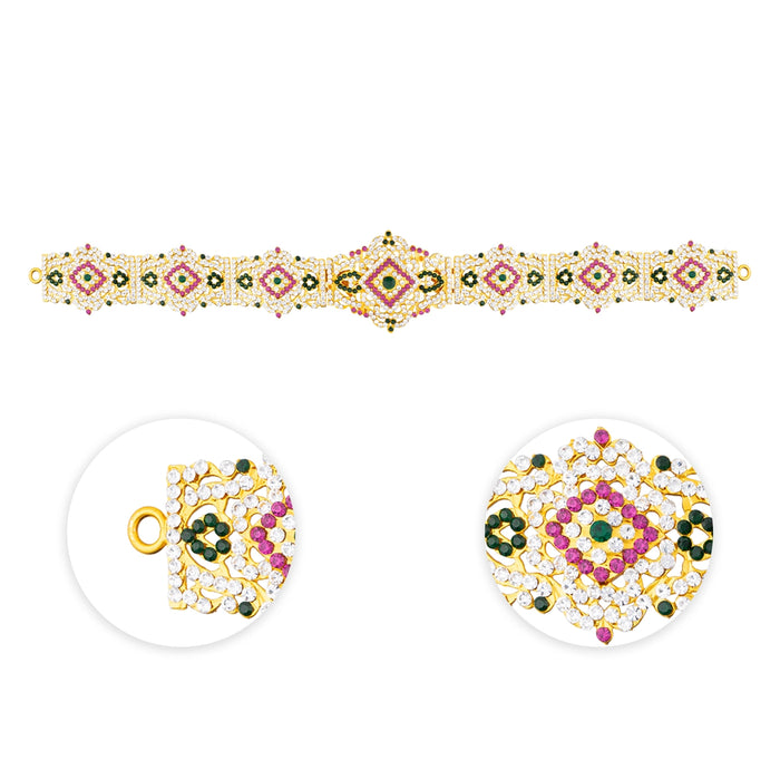 Stone Hip Belt - 3 x 15 Inches | Multicolour Stone Waist Belt/ Stone Jewelry/ Artificial Jewellery for Deity - Waist & Leg Accessories