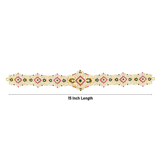 Stone Hip Belt - 3 x 15 Inches | Multicolour Stone Waist Belt/ Stone Jewelry/ Artificial Jewellery for Deity - Waist & Leg Accessories