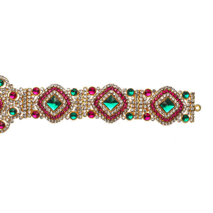 Stone Belt - 3 x 15 Inch | Waist Belt/ Hip Belt/ God Ornament/ Multicolour Stone Jewellery for Deity