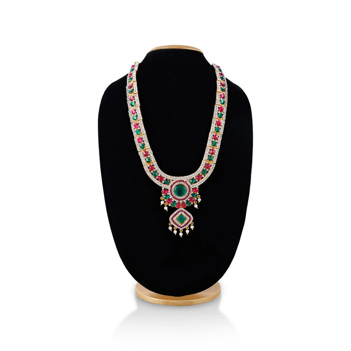 Long Haram - 13.5 Inches | Long Stone Necklace/ Multi Coloured Stone Jewellery for Deity/ Assorted - Neck & Body Accessories