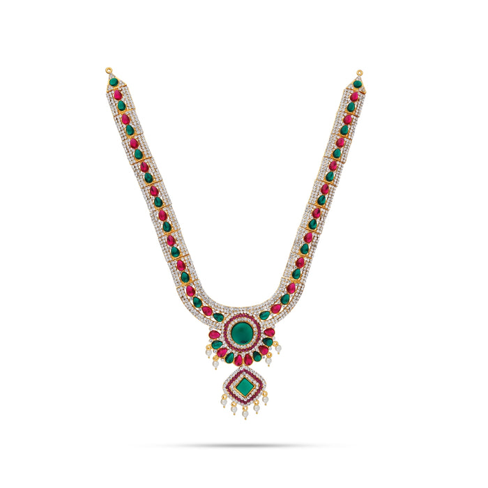 Long Haram - 13.5 Inches | Long Stone Necklace/ Multi Coloured Stone Jewellery for Deity/ Assorted - Neck & Body Accessories