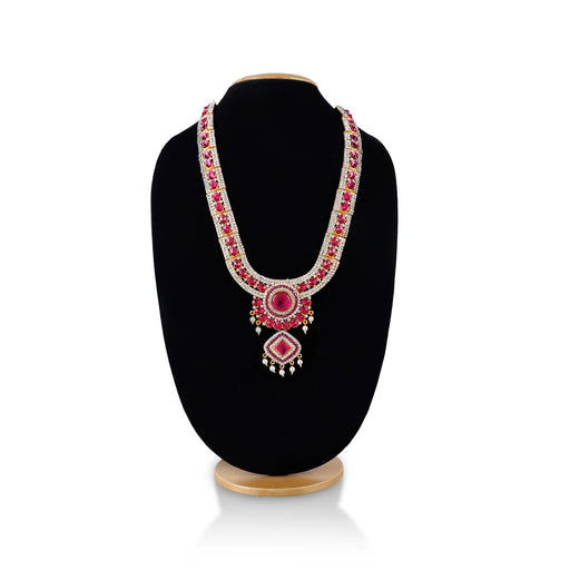 Long Haram - 13.5 Inches | Long Stone Necklace/ Multi Coloured Stone Jewellery for Deity/ Assorted - Neck & Body Accessories