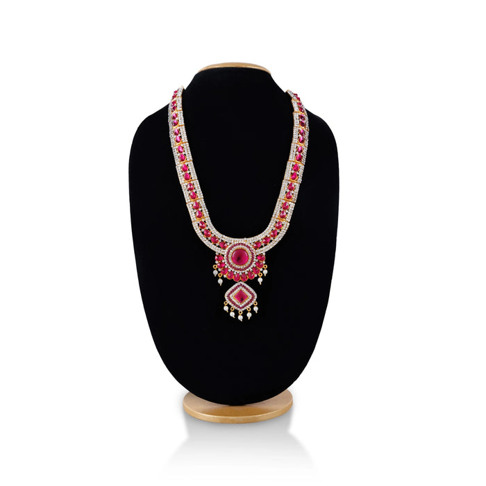 Long Haram - 13.5 Inches | Long Stone Necklace/ Multi Coloured Stone Jewellery for Deity/ Assorted - Neck & Body Accessories