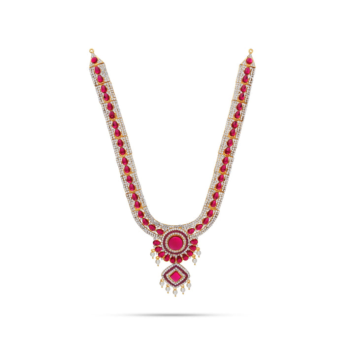 Long Haram - 13.5 Inches | Long Stone Necklace/ Multi Coloured Stone Jewellery for Deity/ Assorted - Neck & Body Accessories