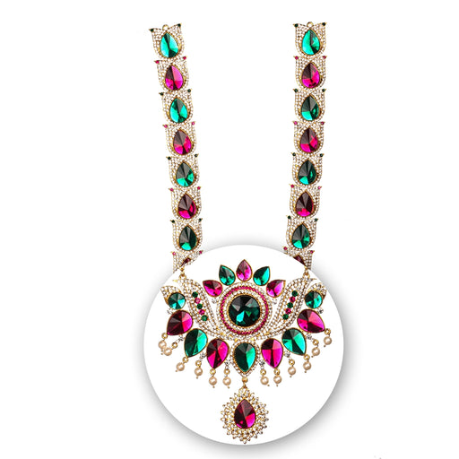 Stone Haram - 17 x 6 Inches | Haram/ Multicolour Stone Jewelry/ Stone Jewellery for Deity - Neck & Body Accessories