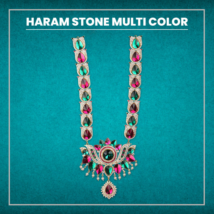 Stone Haram - 17 x 6 Inches | Haram/ Multicolour Stone Jewelry/ Stone Jewellery for Deity