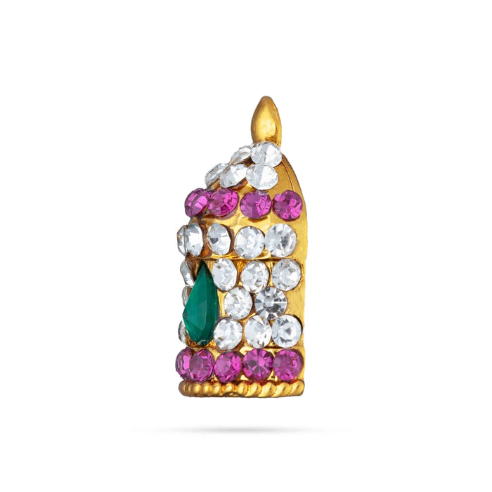 Stone Half Crown - 1 x 0.5 Inches | Stone Kireedam/ Multicolour Stone Mukut for Pooja