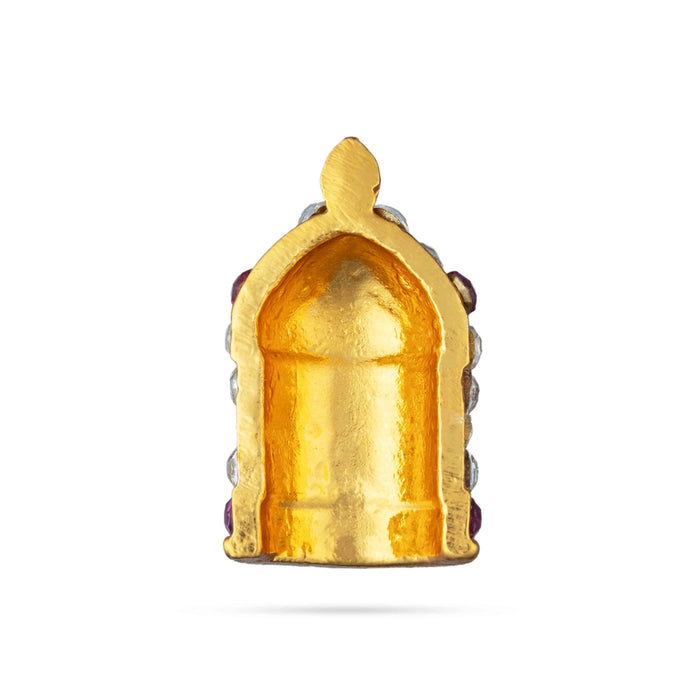 Stone Half Crown - 1 x 0.5 Inches | Stone Kireedam/ Multicolour Stone Mukut for Pooja