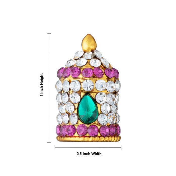 Stone Half Crown - 1 x 0.5 Inches | Stone Kireedam/ Multicolour Stone Mukut for Pooja