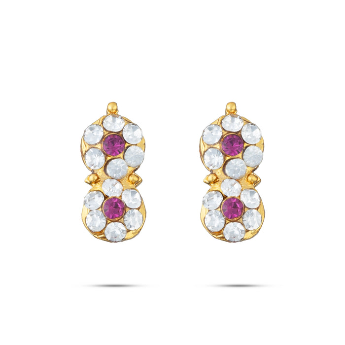 Stone Karnapathakkam - 0.5 x 0.5 Inches | Multicolour Stone Earring / Stud / Earring for Deity