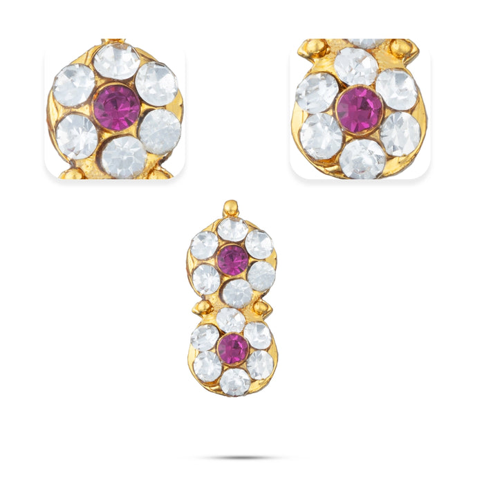 Stone Karnapathakkam - 0.5 x 0.5 Inches | Multicolour Stone Earring / Stud / Earring for Deity