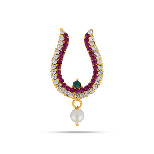 Stone Bullaku Nose Pin - 2.75 X 1.5 Inches | Nose Ring/ Nose Studs/ Mukkera For Deity Decor - Head & Face Accessories