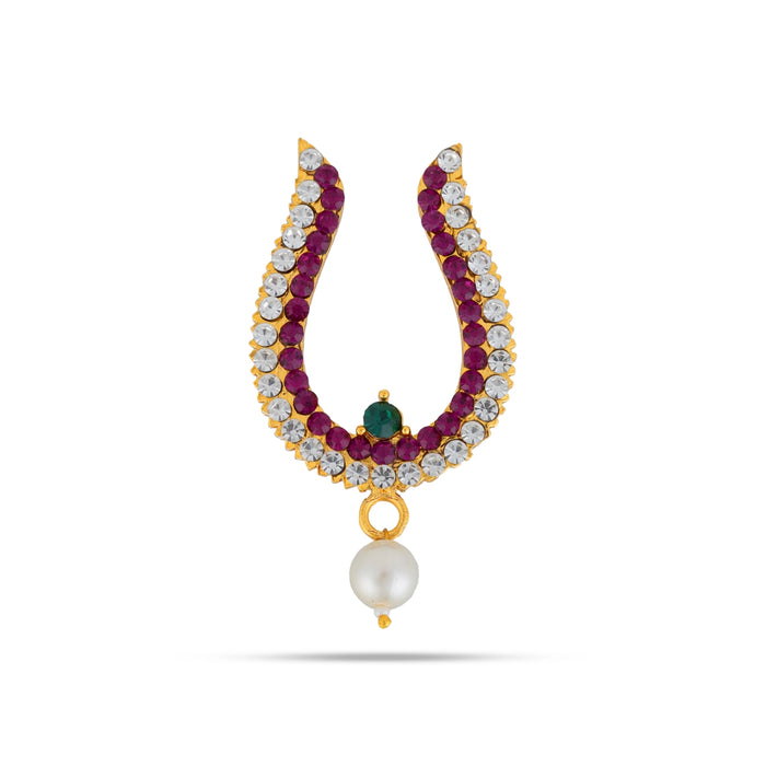 Stone Bullaku Nose Pin - 2.75 X 1.5 Inches | Nose Ring/ Nose Studs/ Mukkera For Deity Decor - Head & Face Accessories