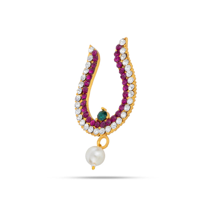 Stone Bullaku Nose Pin - 2.75 X 1.5 Inches | Nose Ring/ Nose Studs/ Mukkera For Deity Decor - Head & Face Accessories