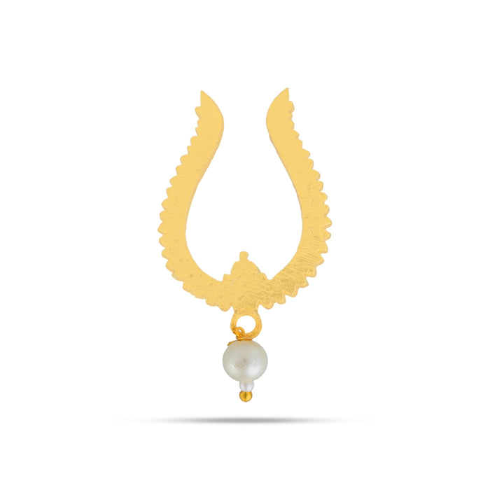 Stone Bullaku Nose Pin - 2.75 X 1.5 Inches | Nose Ring/ Nose Studs/ Mukkera For Deity Decor - Head & Face Accessories