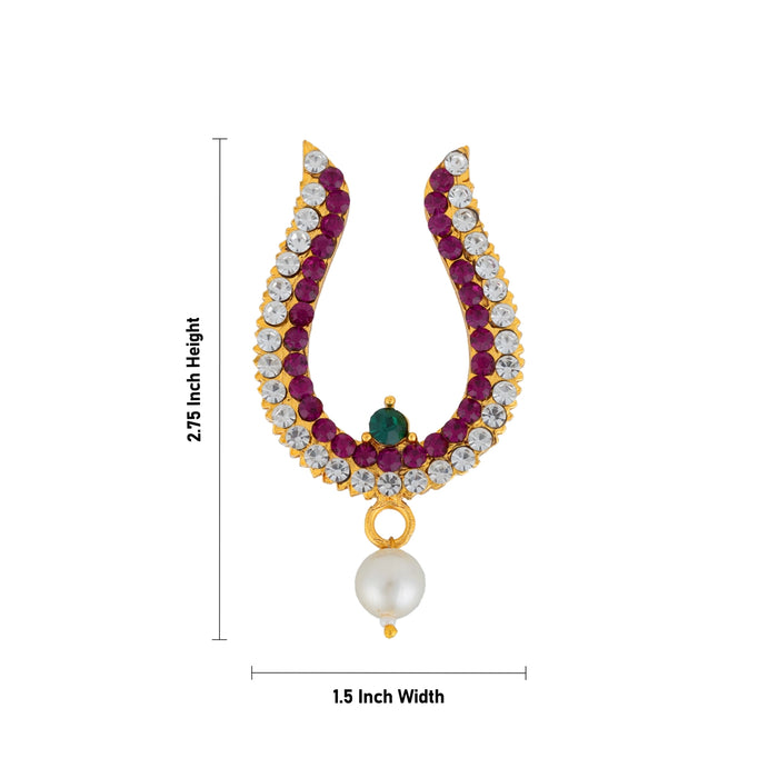 Stone Bullaku Nose Pin - 2.75 X 1.5 Inches | Nose Ring/ Nose Studs/ Mukkera For Deity Decor - Head & Face Accessories