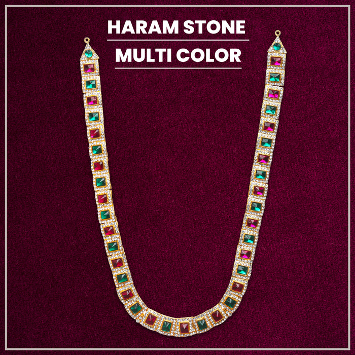 Stone Haram - 13 x 6 Inches | Haram/ Multicolour Stone Jewelry/ Stone Jewellery for Deity