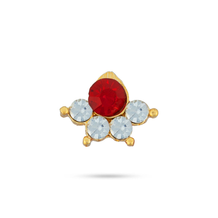 Stone Nathu - 1 x 1 Inch | Stone Nose Pin/ Small Nose Pin/ Stone Jewellery For Deity Alankaram - Head & Face Accessories