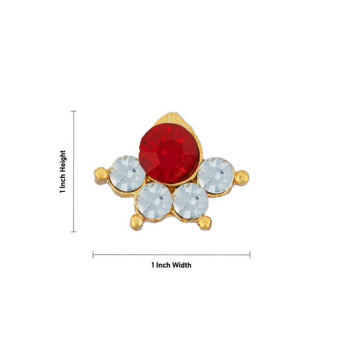 Stone Nathu - 1 x 1 Inch | Stone Nose Pin/ Small Nose Pin/ Stone Jewellery For Deity Alankaram - Head & Face Accessories