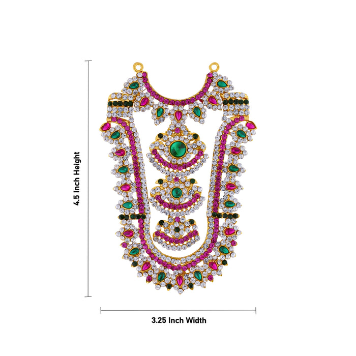 Stone Necklace - 4.5 X 3.25 Inches | Multicolour Stone Jewellery/ Artificial Jewelry For Deity Decor - Neck & Body Accessories